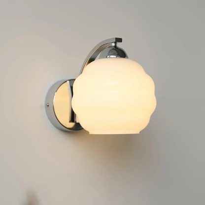 Wall Sconce with Ribbed Glass Globe - Modern Mid Century Gold