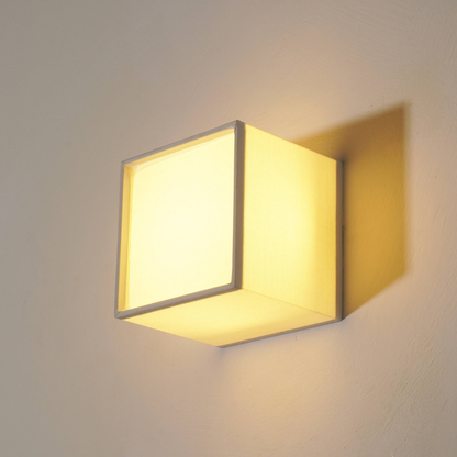 LED Cube Wall Sconce with Fabric Shade - Modern Japandi Style White