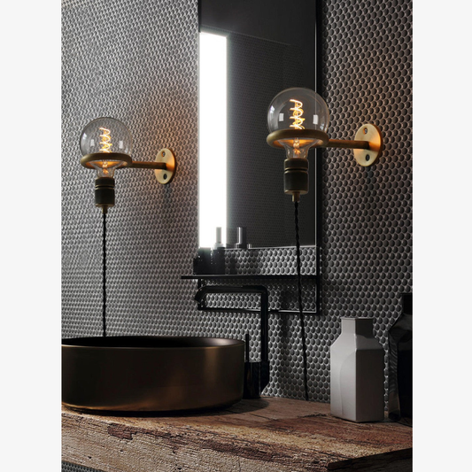Architectural Circular Wall Light Bracket - Minimalist Industrial Braided Cord Lamp