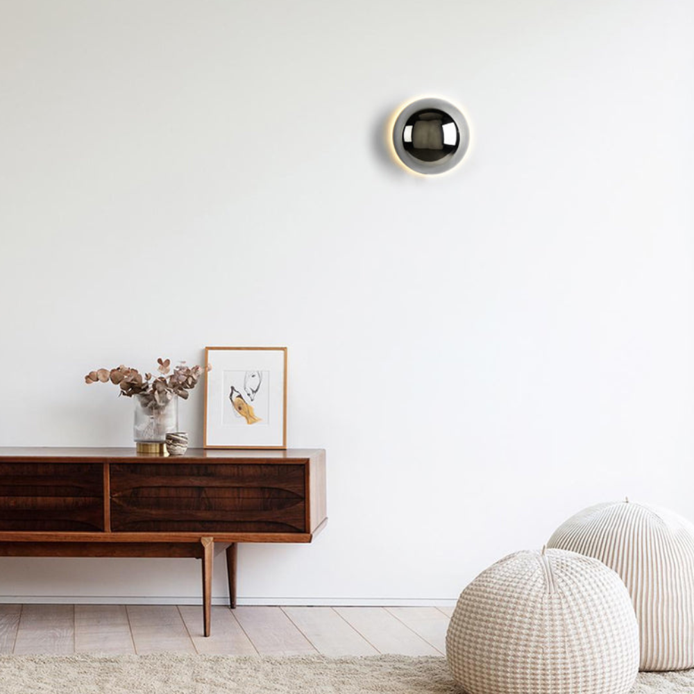 Eclipse Wall Sconce with Halo Backlit Effect - Bauhaus Modern Style
