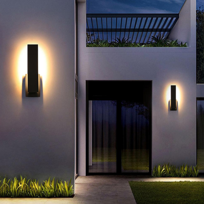 Permanent Outdoor House Lights with Layered Architectural Profile - Modern Sconce