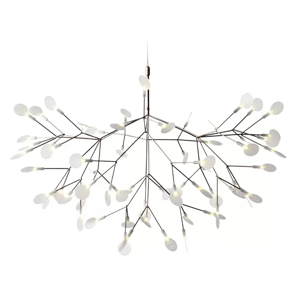Sputnik Chandelier with Acrylic Firefly Leaves - Modern Botanical Light