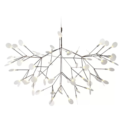 Sputnik Chandelier with Acrylic Firefly Leaves - Modern Botanical Light