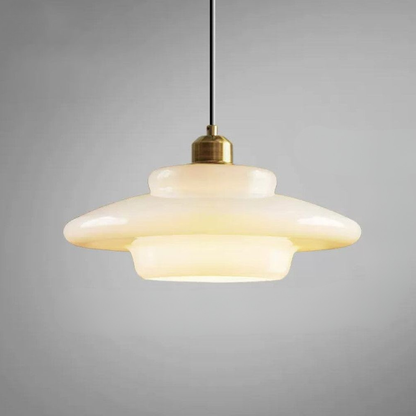 Modern Opal Glass Layered Pendant Light - Art Deco Step Silhouette Hanging Lamp