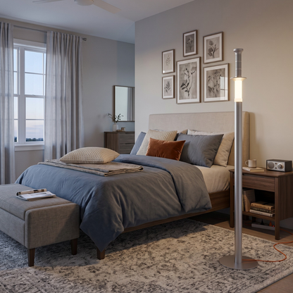 Floor lamp with Luminous Acrylic Break and Solid Metal Pole - Architectural