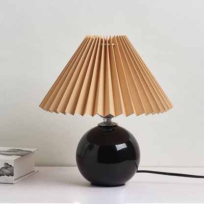 Modern Ceramic Ball Table Lamp with Pleated Mushroom Shade
