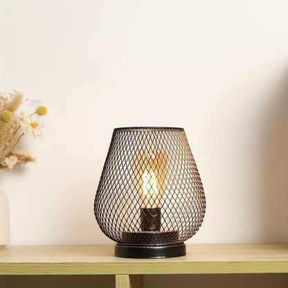 Cordless Iron Mesh Lamp Set for Bedside or Patio