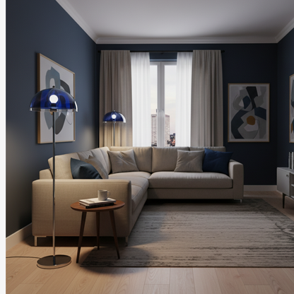 Floor Lamp with Double Layer Acrylic Dome Shade and Chrome Metal Post