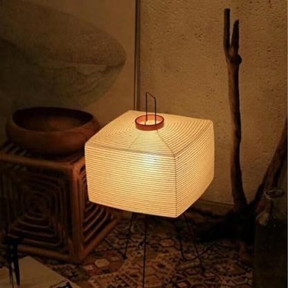 Floor Lamp with Rice Paper Shade and Tripod Legs - Modern Japanese Style