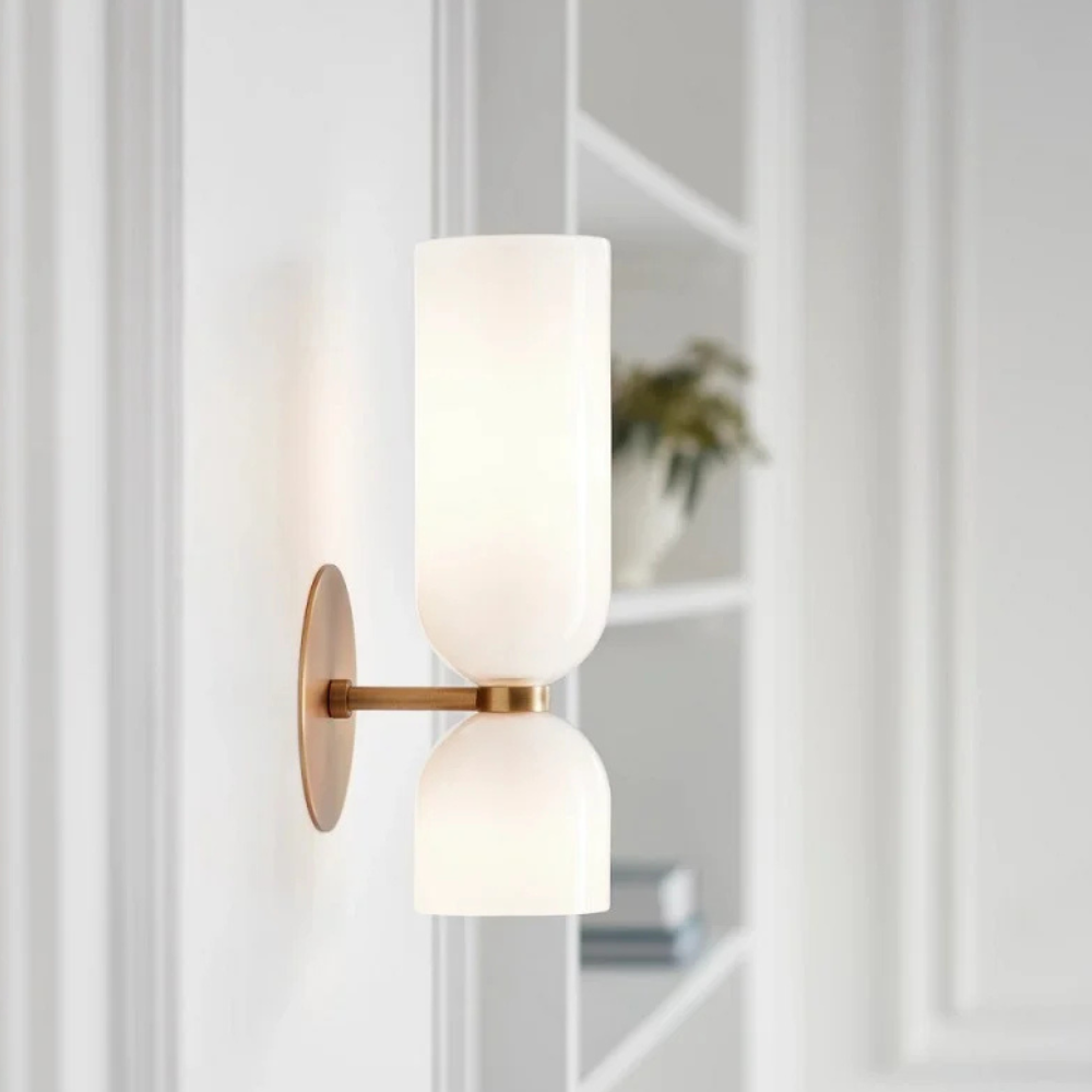 Modern Hourglass Glass Wall Sconce - Dual-Globe Geometric Wall Light