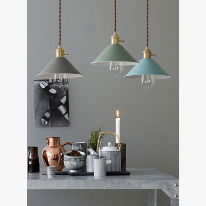 Modern Brass-Neck Cone Pendant Light - Vibrant Matte Industrial Pendant Lights