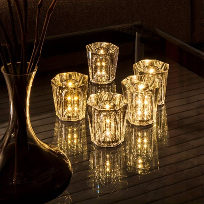 Crystal Table Lamp with Faceted Glass Body - Modern Geometric