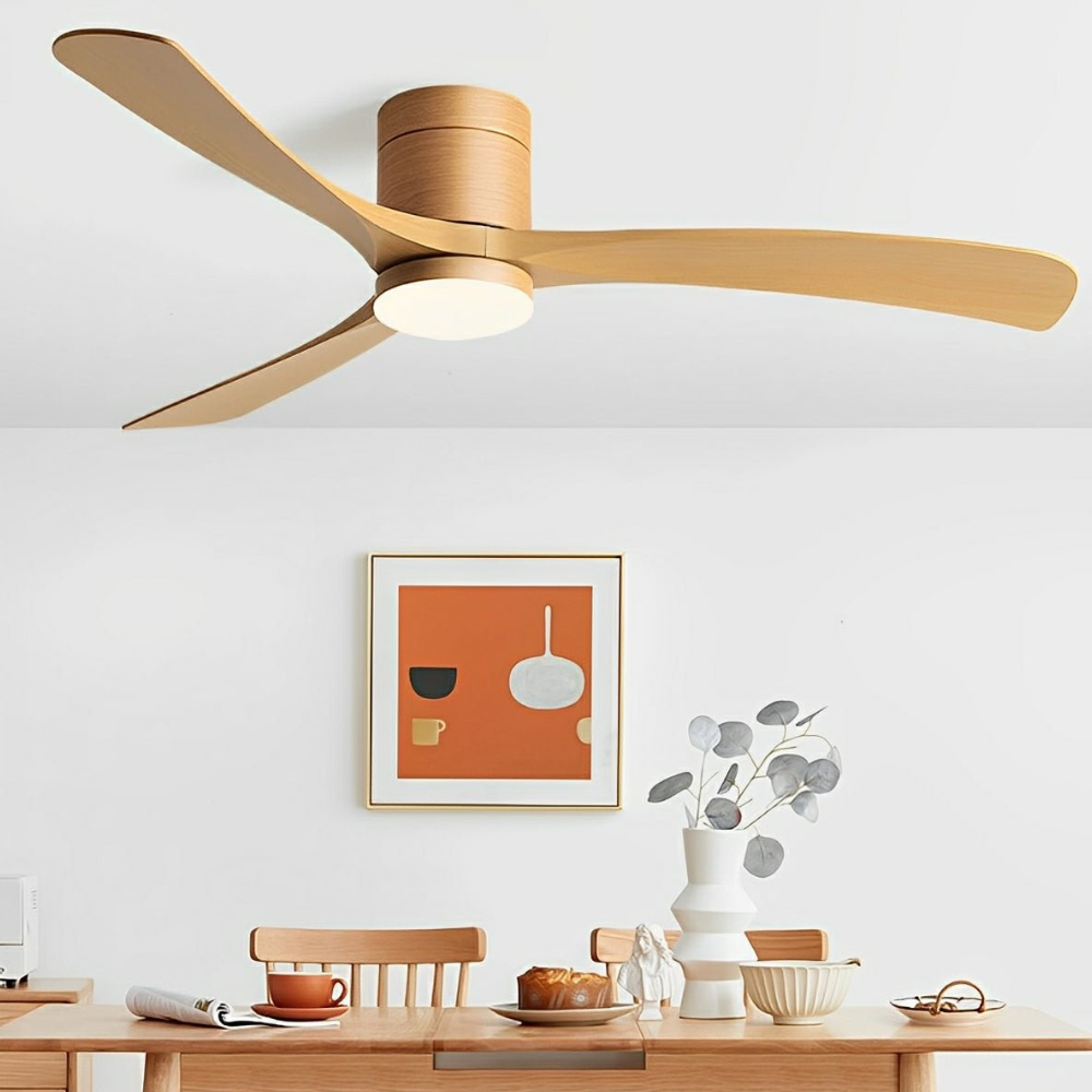 LED Ceiling Fan with Low Profile Design and Reversible DC Motor - Nordic Style