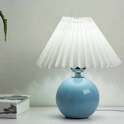 Modern Ceramic Ball Table Lamp with Pleated Mushroom Shade
