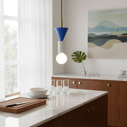Nordic Geometric Wood Pendant Light - Modern Hand-Turned Orbital Hanging Lamp