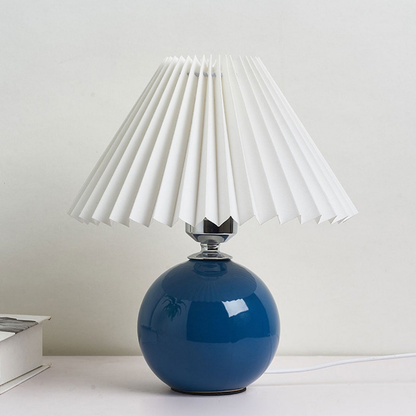 Modern Ceramic Ball Table Lamp with Pleated Mushroom Shade