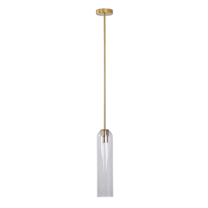 Cylinder Glass Pendant Light with Metal Downrod - Modern Art Deco