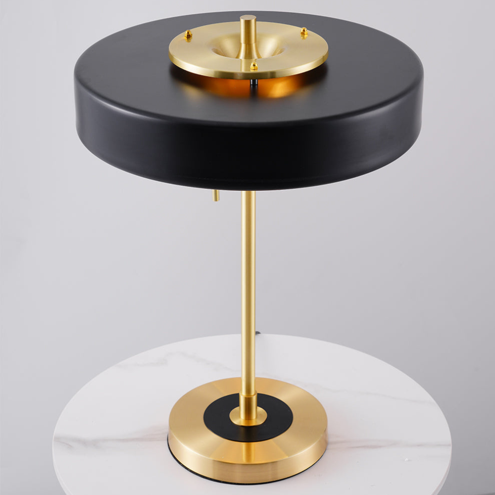 Spun Metal Table Lamp with Pull Chain and Acrylic Diffuser - Industrial