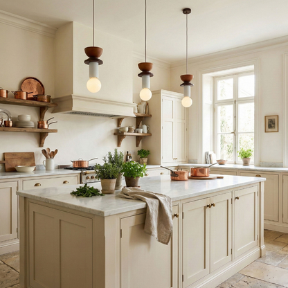 Nordic Geometric Wood Pendant Light - Modern Hand-Turned Orbital Hanging Lamp