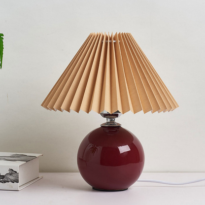 Modern Ceramic Ball Table Lamp with Pleated Mushroom Shade