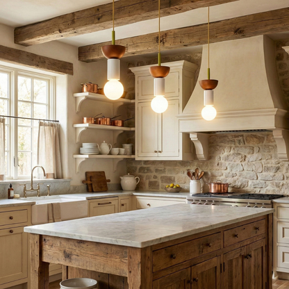 Nordic Geometric Wood Pendant Light - Modern Hand-Turned Orbital Hanging Lamp
