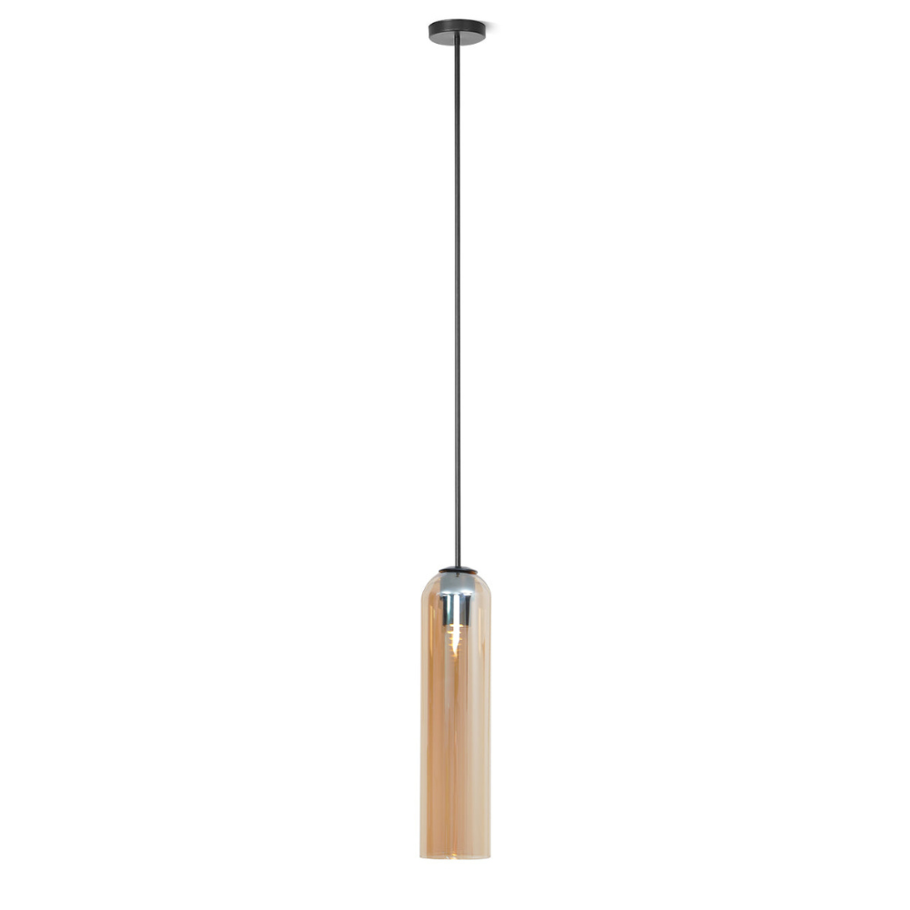 Cylinder Glass Pendant Light with Metal Downrod - Modern Art Deco