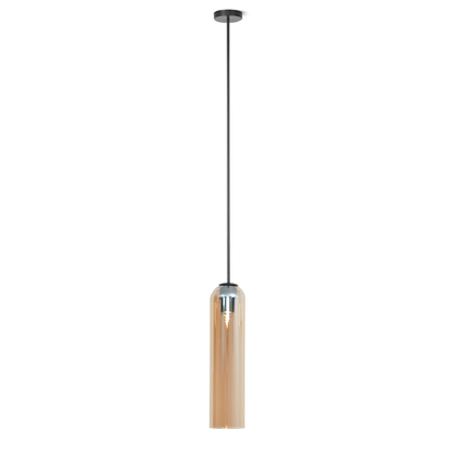 Cylinder Glass Pendant Light with Metal Downrod - Modern Art Deco