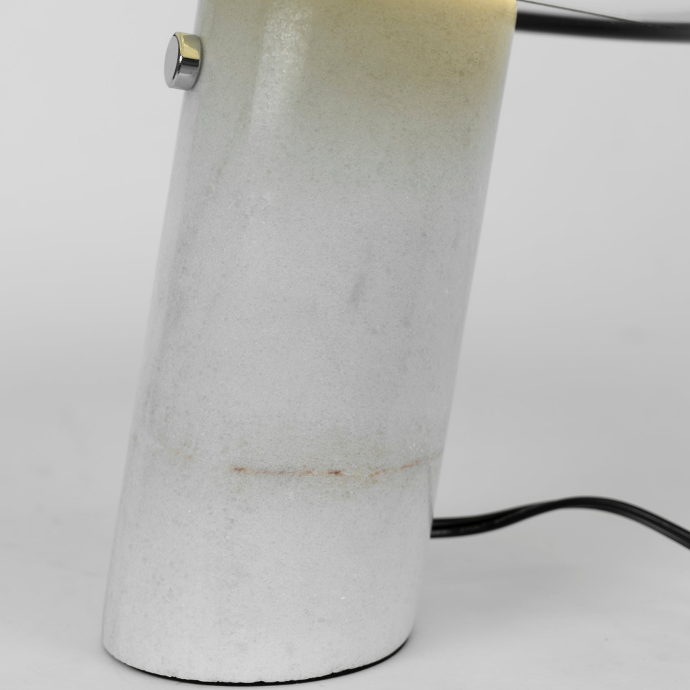 Architectural Marble Base Accent Lamp - Minimalist Glossy Stone Pedestal Light