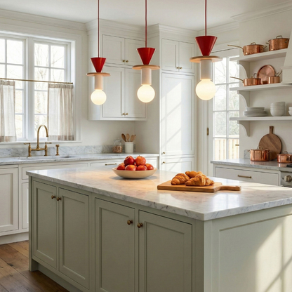 Nordic Geometric Wood Pendant Light - Modern Hand-Turned Orbital Hanging Lamp