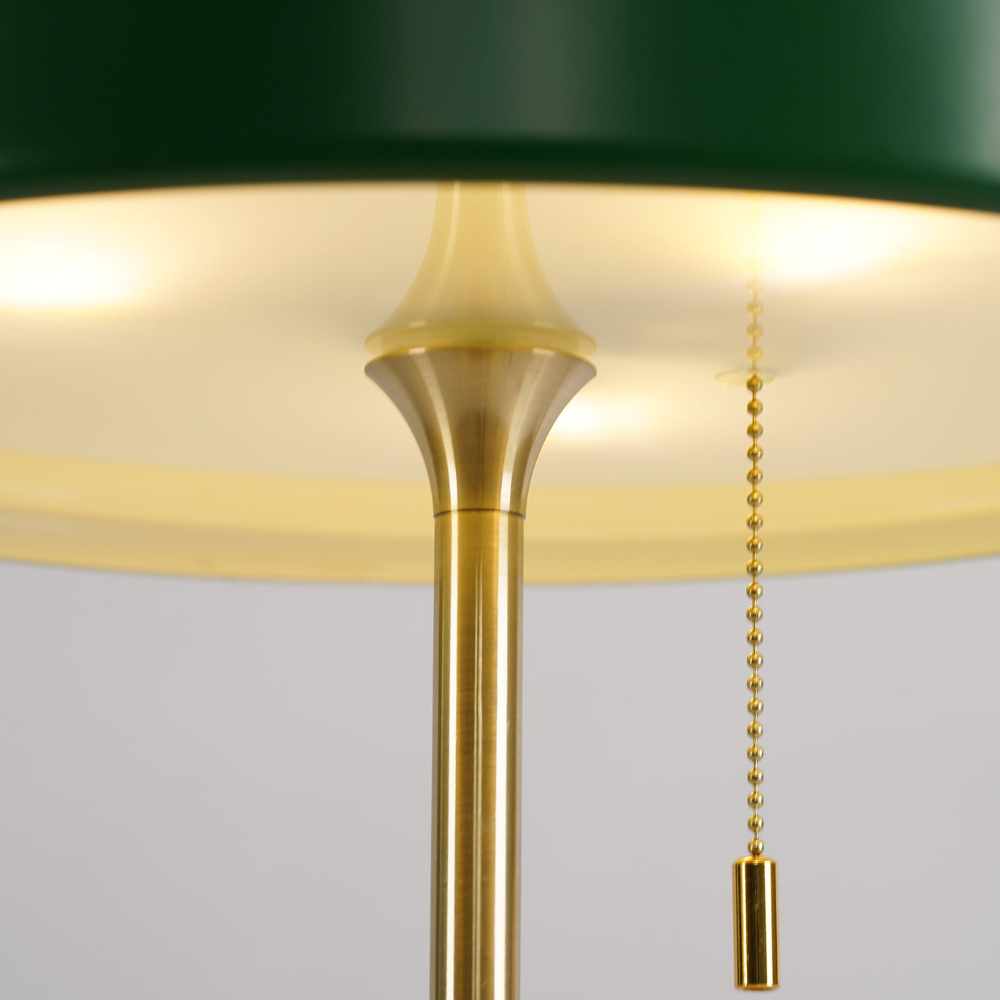 Spun Metal Table Lamp with Pull Chain and Acrylic Diffuser - Industrial