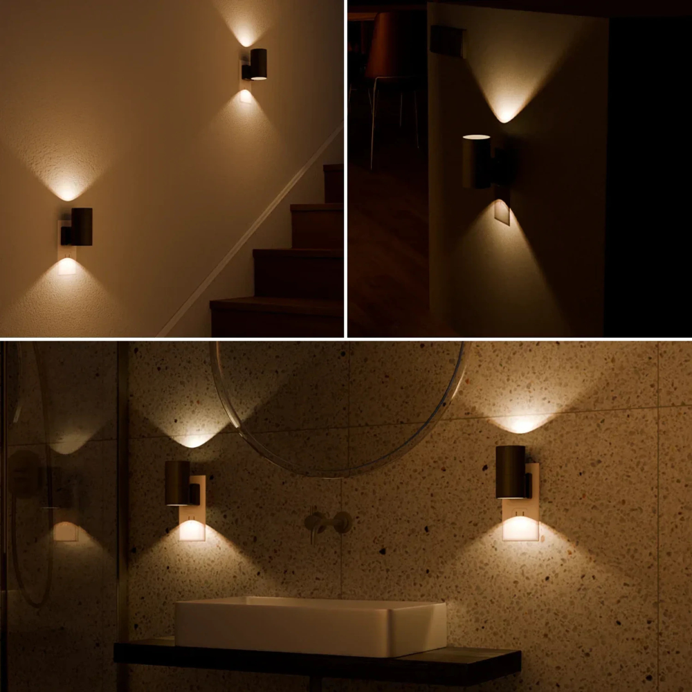 Plug In LED Night Light Wall Sconce - Dual Direction Cylinder