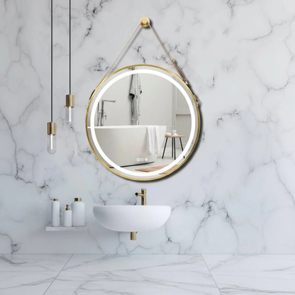 Led bathroom mirror with Integrated LED and Hanging Strap - Contemporary Sconce