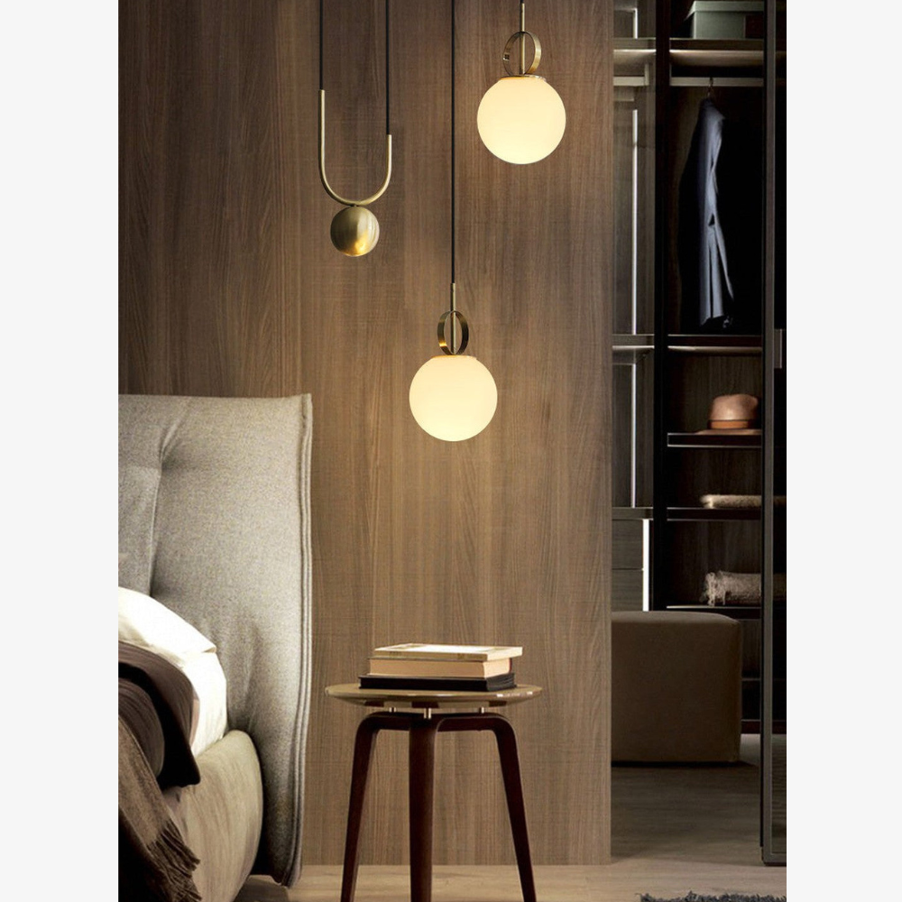 Architectural Brass Arc Ceiling Lamp - Minimalist Frosted Glass Rise-and-Fall Sconce