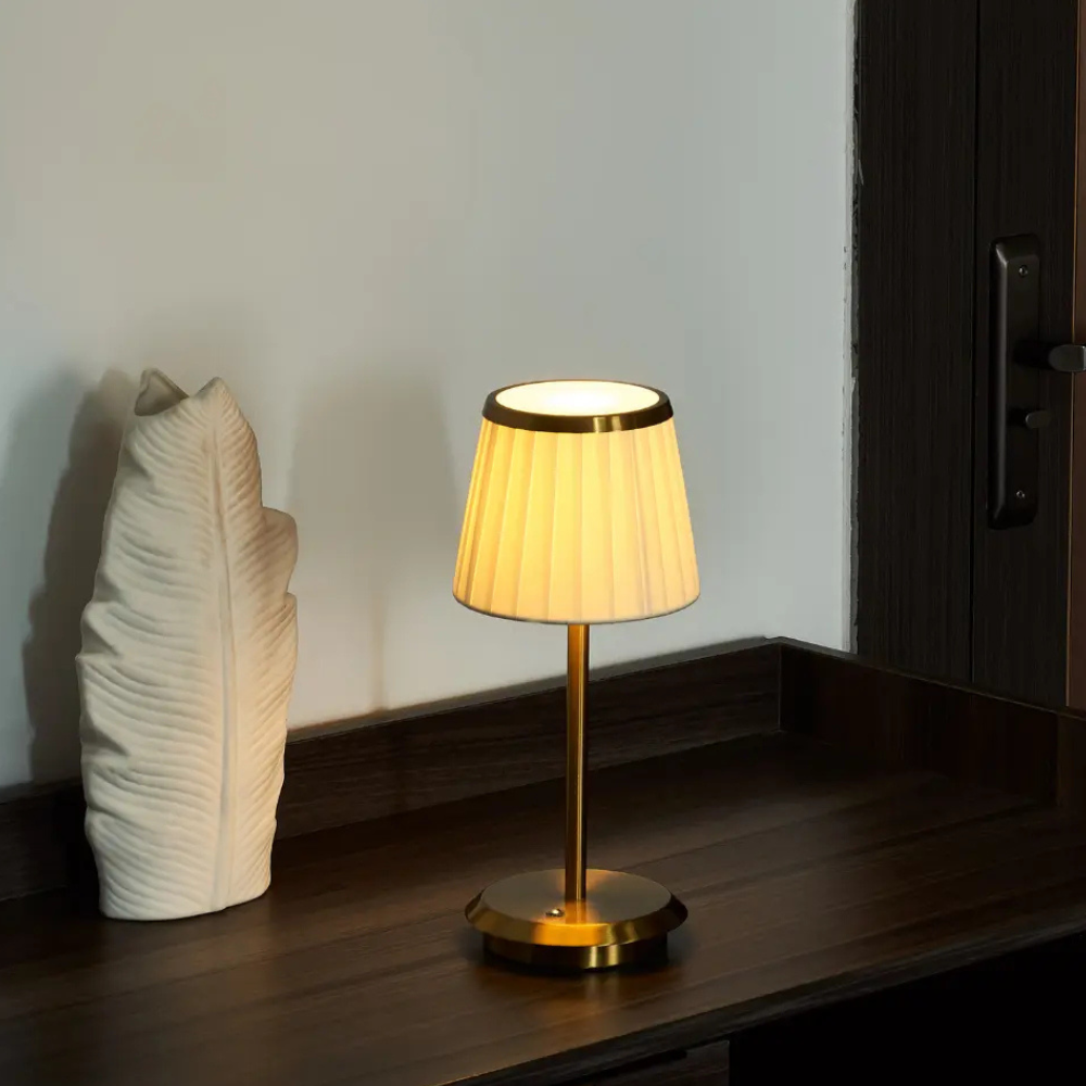 Rechargeable Desk Lamp with Iron Base - Portable Art Deco Style