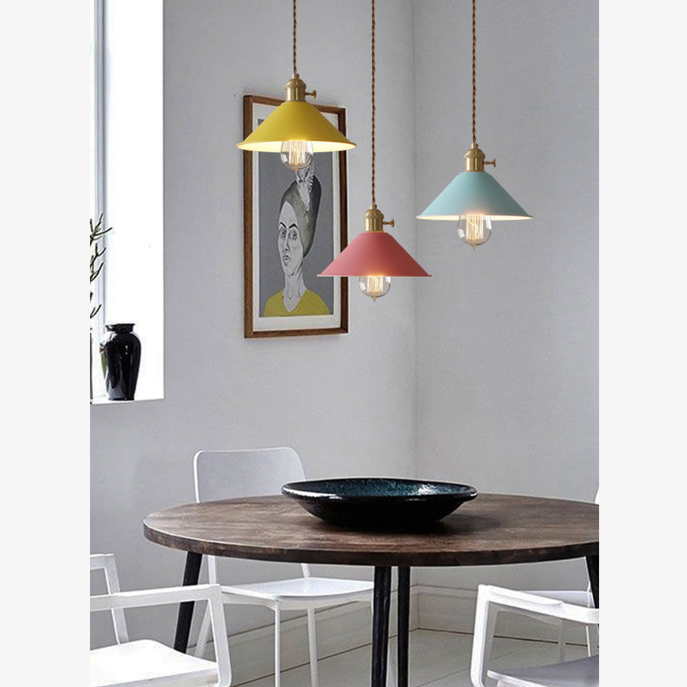 Modern Brass-Neck Cone Pendant Light - Vibrant Matte Industrial Pendant Lights