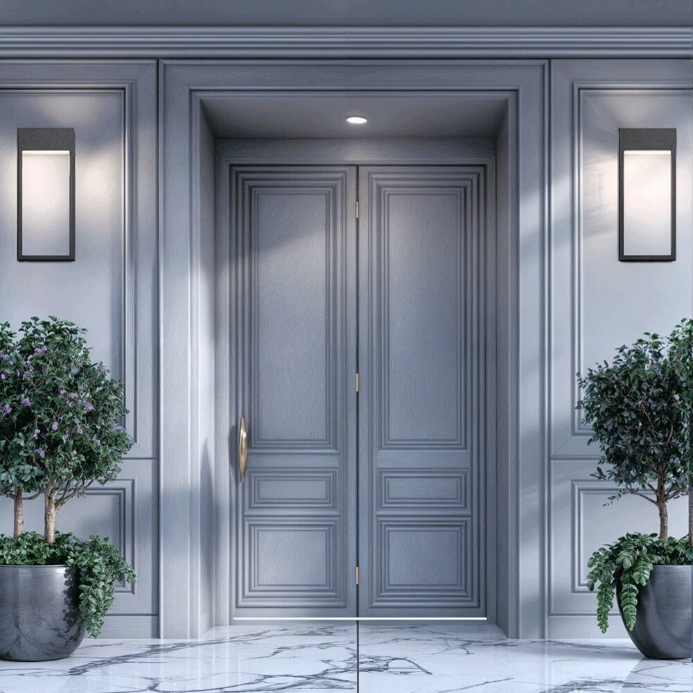 Modern Geometric Outdoor Wall Sconce - LED Linear Rectangular Lantern