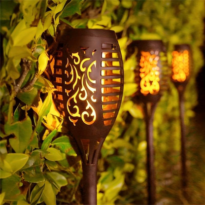 Solar Powered Flickering Flame Outdoor Garden Torch Path Lighting Stakes