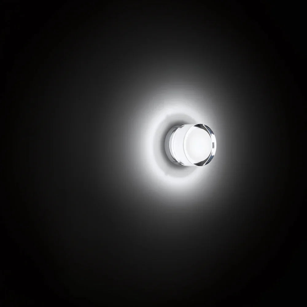 Round LED Wall Lamp with Textured Disk Shade - Modern Minimalist Sconce Light