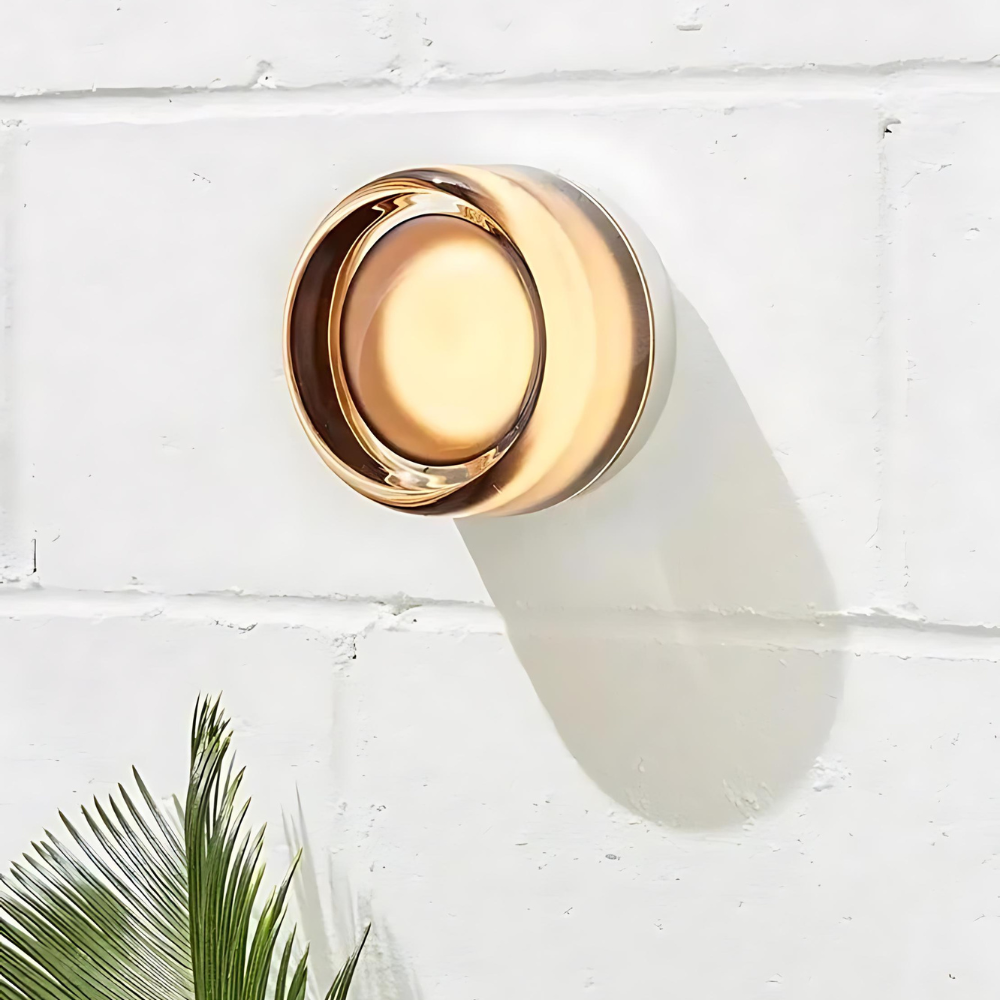 Round LED Wall Lamp with Textured Disk Shade - Modern Minimalist Sconce Light