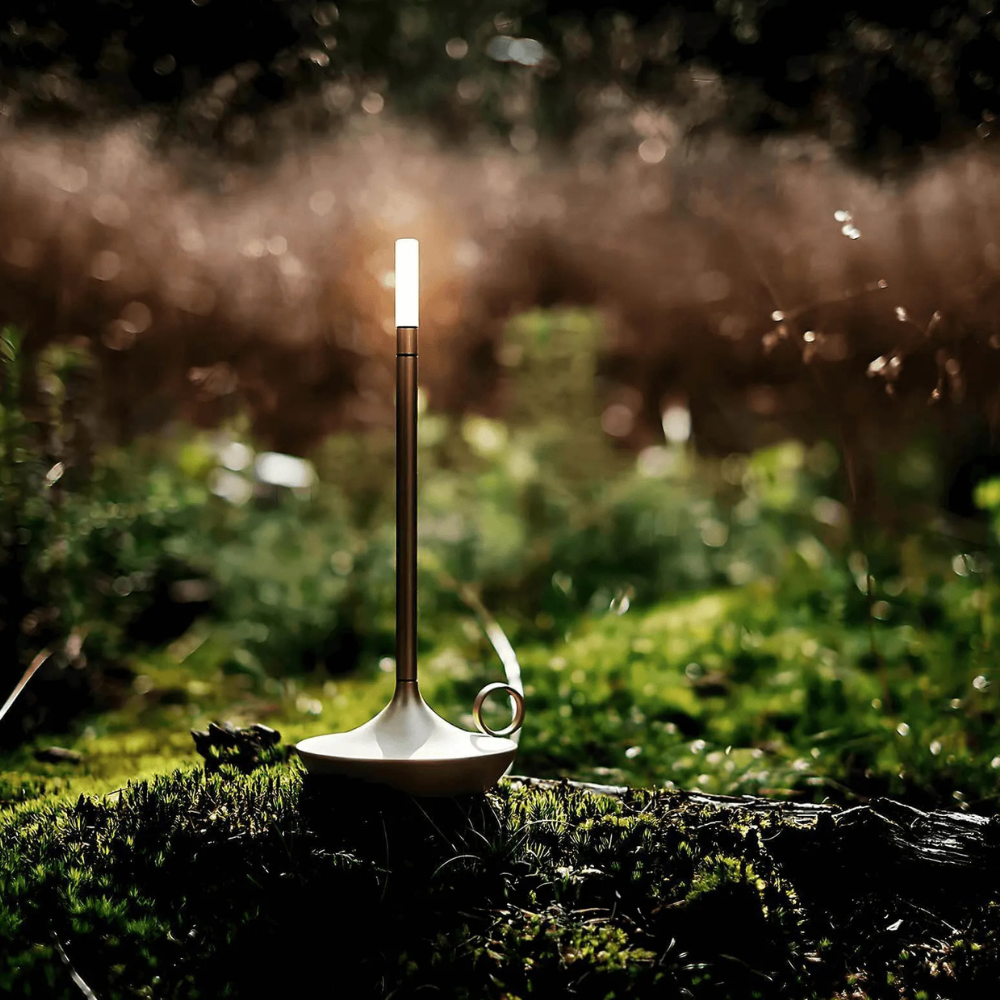 Rechargeable Battery Candlestick Desk Lamp – Brushed Aluminum Tapered Nightlight