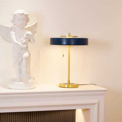Spun Metal Table Lamp with Pull Chain and Acrylic Diffuser - Industrial