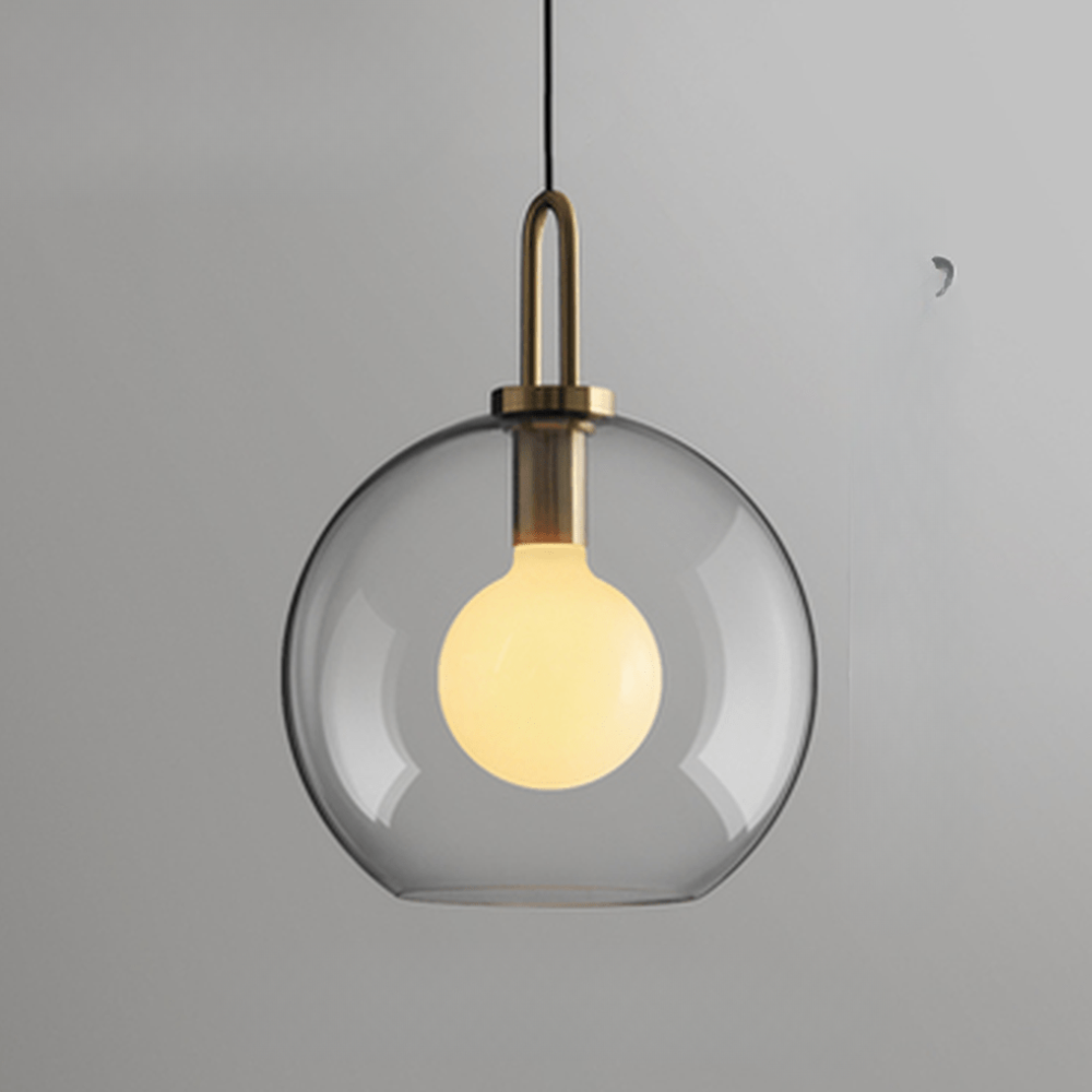 Globe and Capsule Glass Pendant Light with Brass Arch - Modern Style