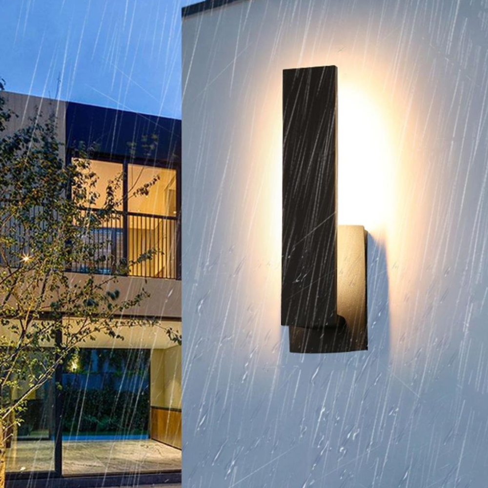 Permanent Outdoor House Lights with Layered Architectural Profile - Modern Sconce