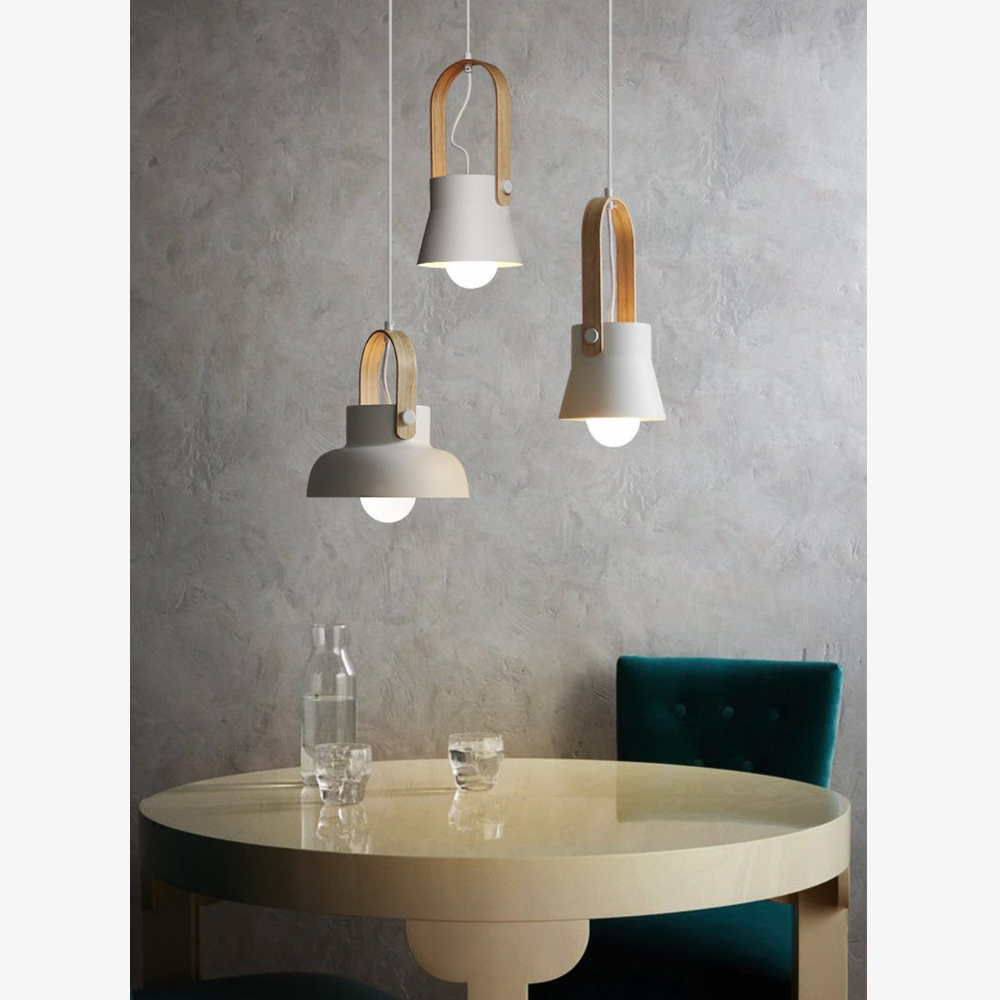 Modern Wood-Toned Handle Pendant Light - Nordic Tapered Pendant Lights
