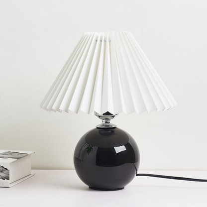 Modern Ceramic Ball Table Lamp with Pleated Mushroom Shade