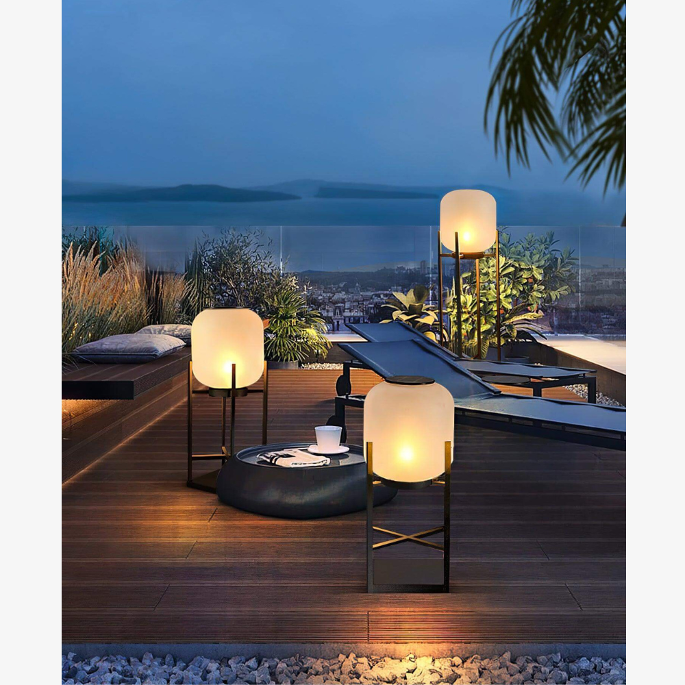 Floor Lamp with Integrated LED Weather Resistant Base and Remote Control Dimming