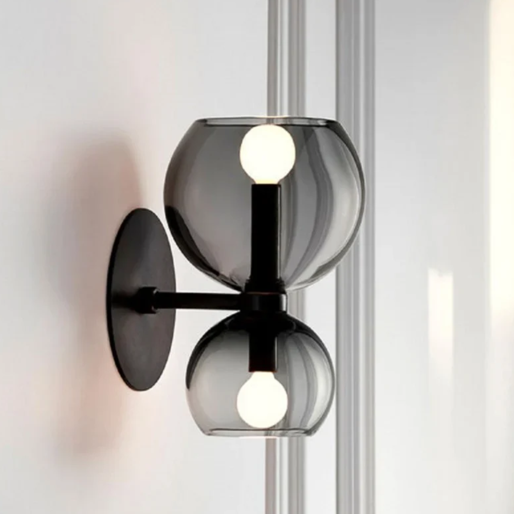 Modern Hourglass Glass Wall Sconce - Dual-Globe Geometric Wall Light