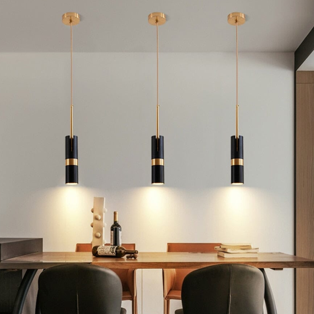 Adjustable Directional Hanging Lamp with Metallic Band - Modern Minimalist