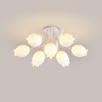Multi Head Floral Ceiling Fixture with Acrylic Shades - Modern Farmhouse