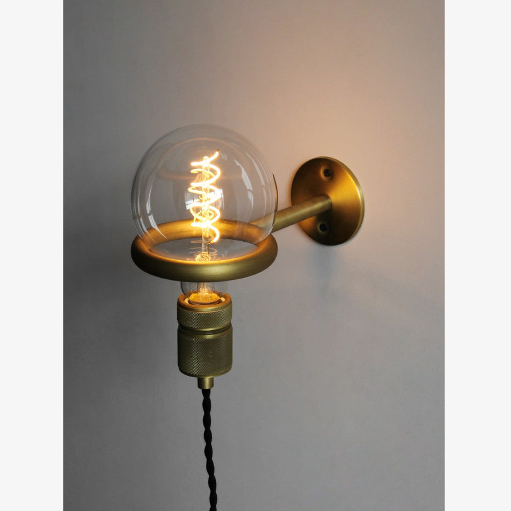 Architectural Circular Wall Light Bracket - Minimalist Industrial Braided Cord Lamp